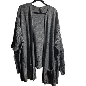 MarlaWynne Women's Linen Cotton Open Knit Grey Cardigan Sz 1X
